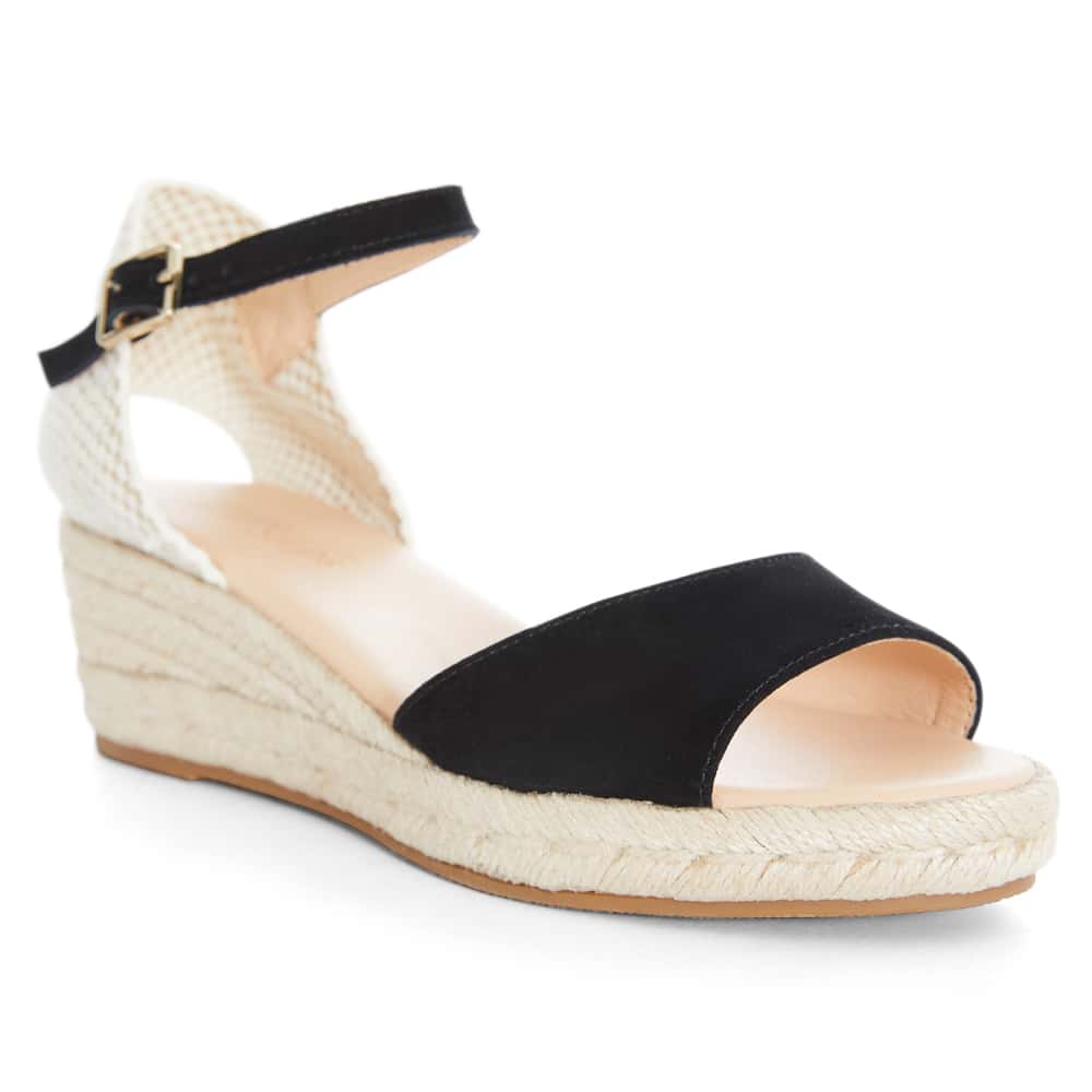 Regina Wedge in Black Suede