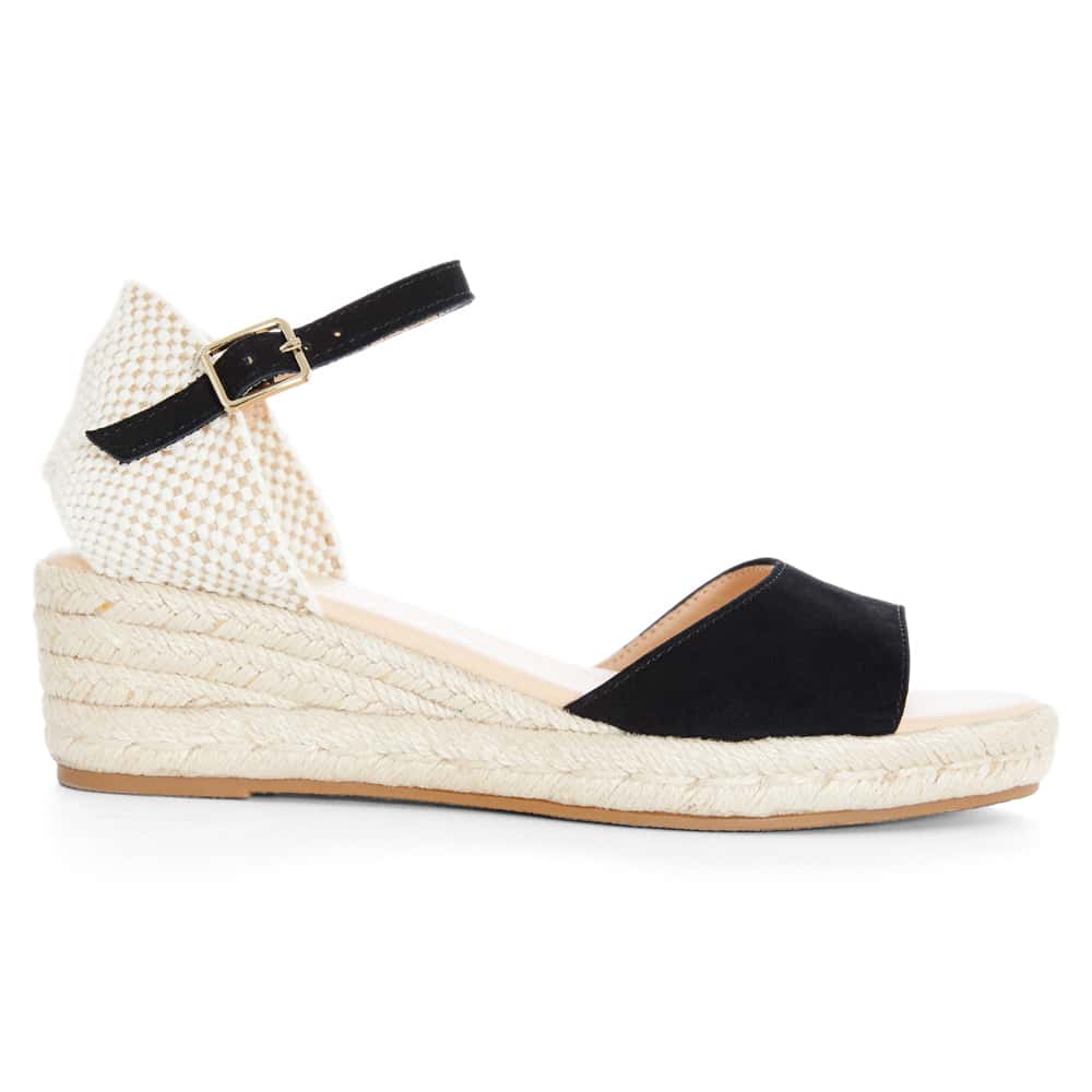 Regina Wedge in Black Suede