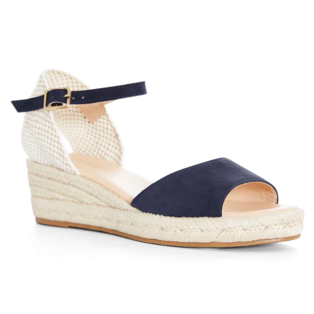 Regina Wedge in Navy Suede
