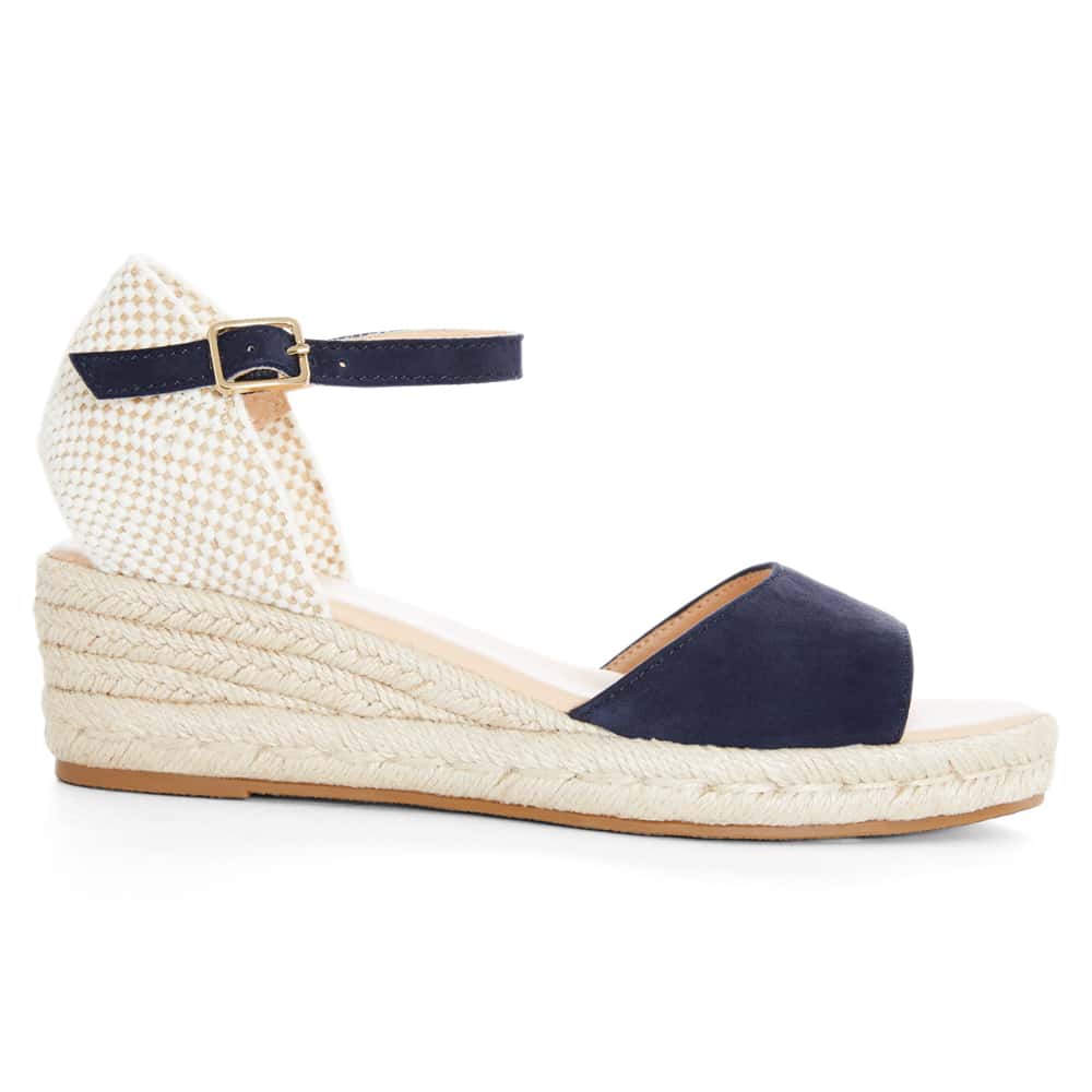 Regina Wedge in Navy Suede