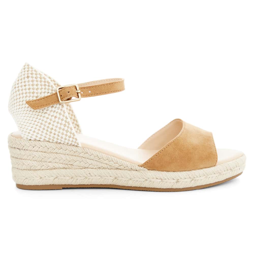Regina Wedge in Tan Suede