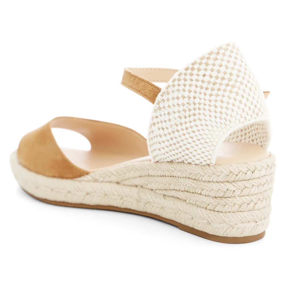 Regina Wedge in Tan Suede