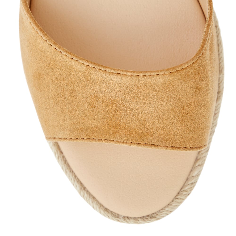 Regina Wedge in Tan Suede