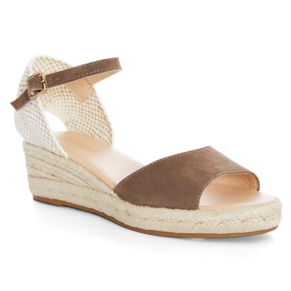 Regina Wedge in Taupe Suede