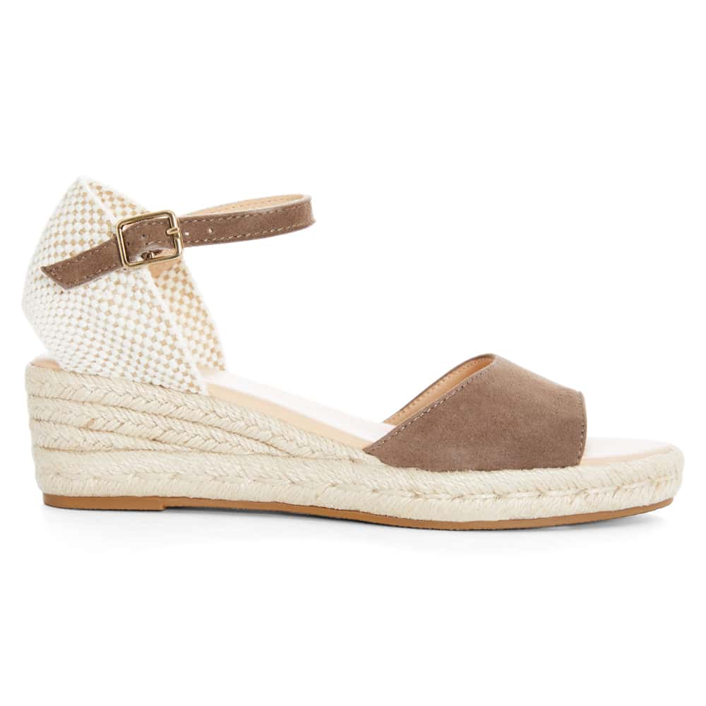Regina Wedge in Taupe Suede