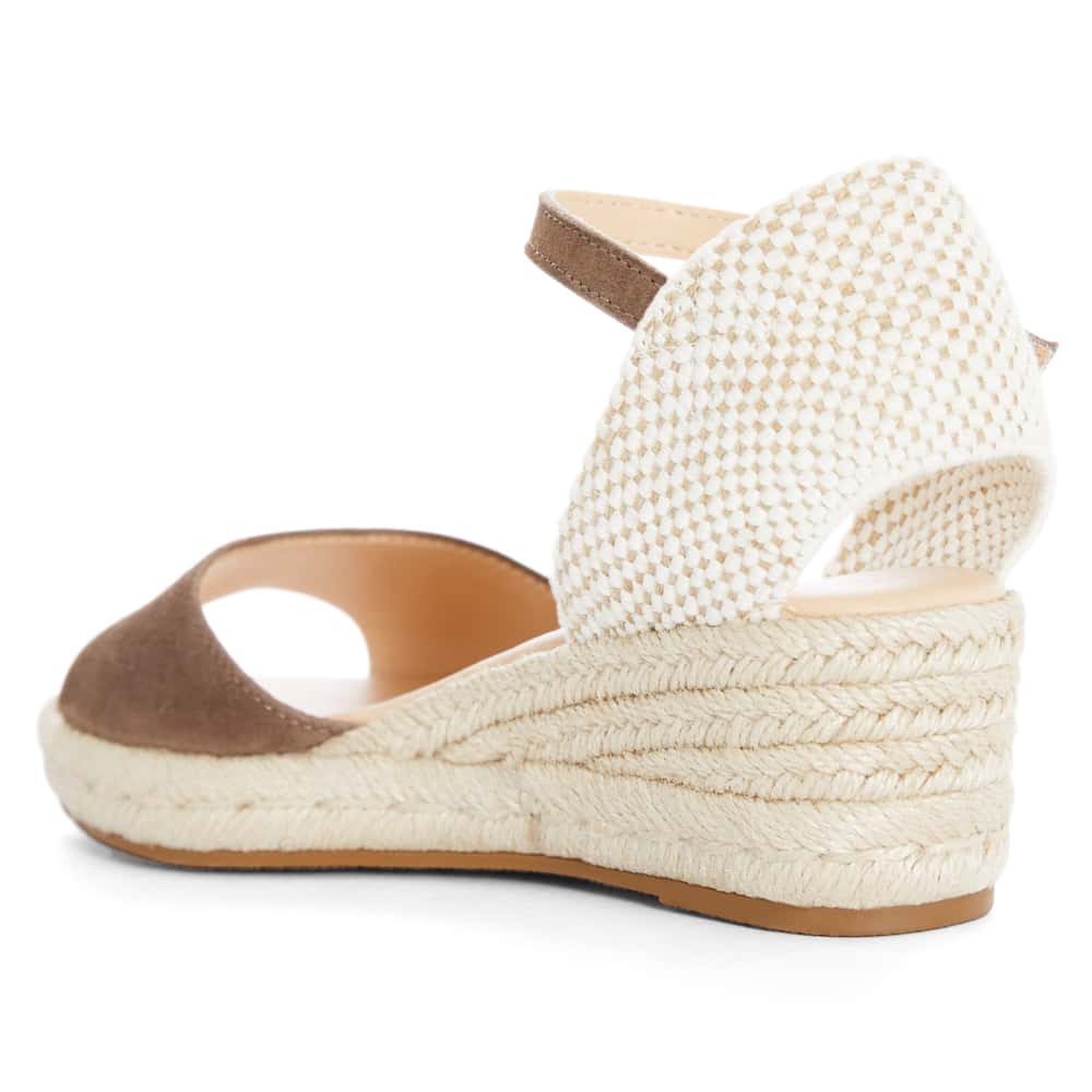 Regina Wedge in Taupe Suede