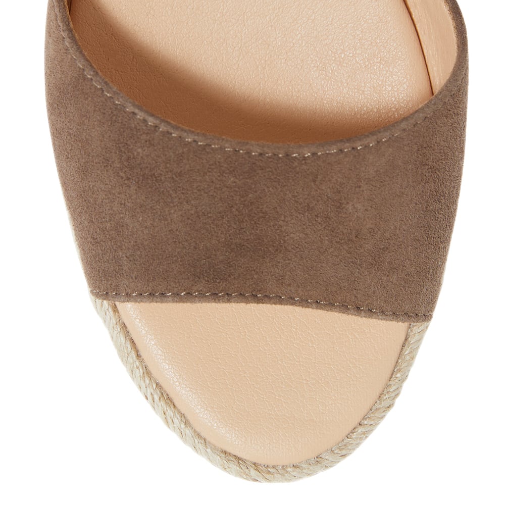 Regina Wedge in Taupe Suede