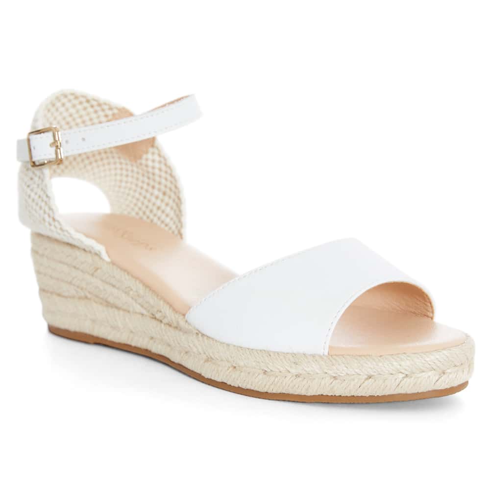 Regina Wedge in White Leather