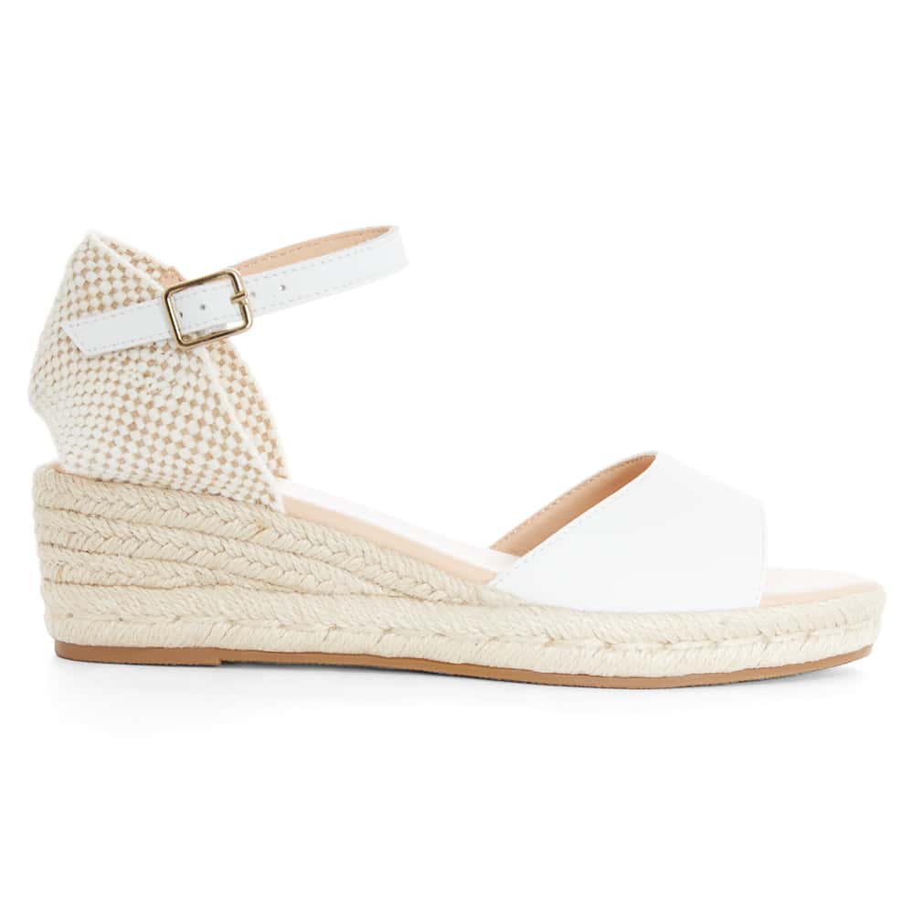 Regina Wedge in White Leather