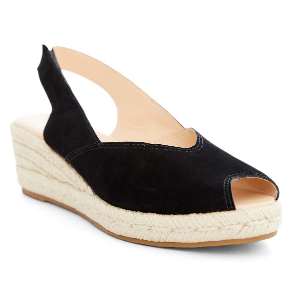 Rowena Wedge in Black Suede