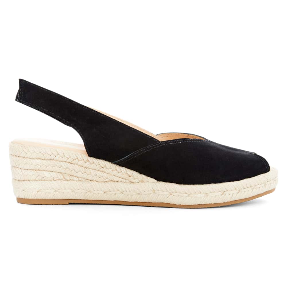 Rowena Wedge in Black Suede