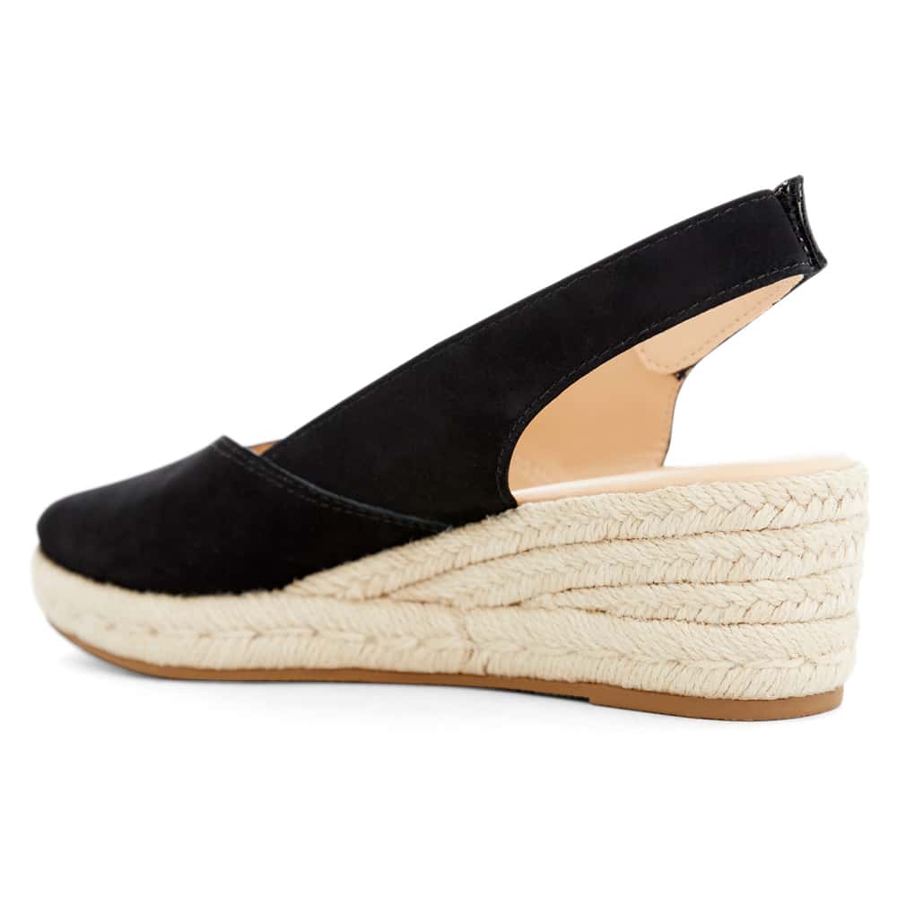Rowena Wedge in Black Suede