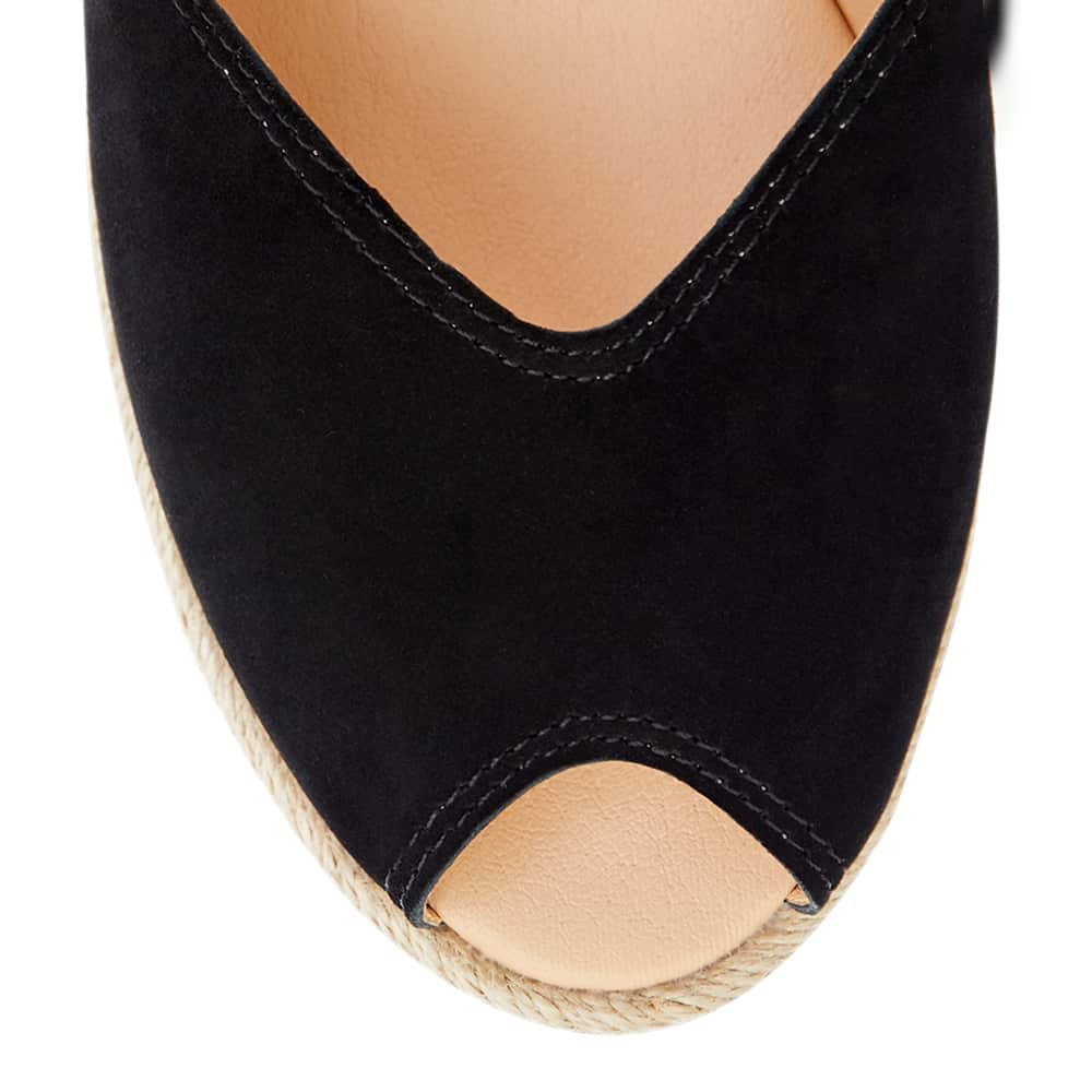 Rowena Wedge in Black Suede