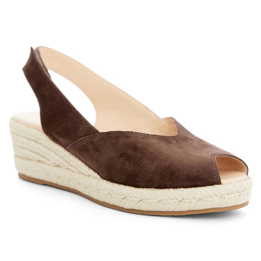 Rowena Wedge in Chocolate Suede Suede