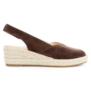 Rowena Wedge in Chocolate Suede Suede