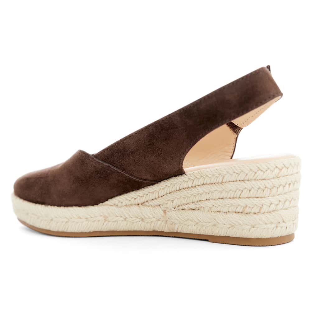 Rowena Wedge in Chocolate Suede Suede