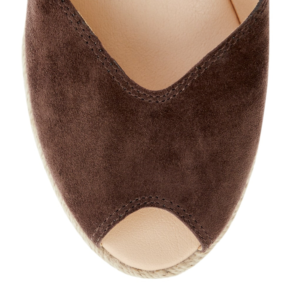 Rowena Wedge in Chocolate Suede Suede