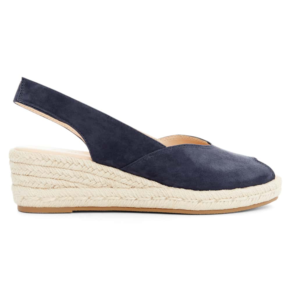 Rowena Wedge in Navy Suede