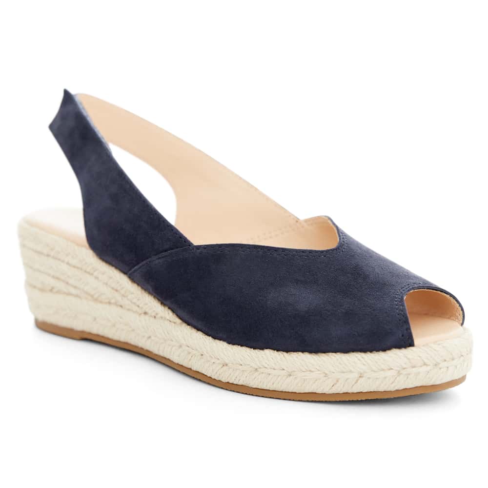 Rowena Wedge in Navy Suede