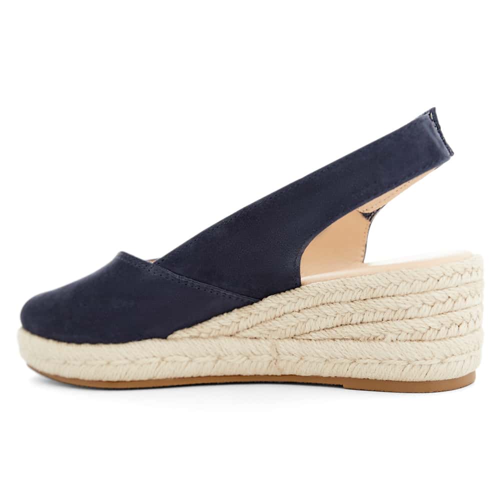 Rowena Wedge in Navy Suede