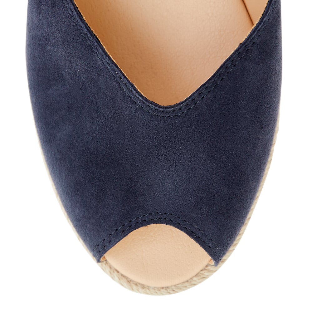 Rowena Wedge in Navy Suede