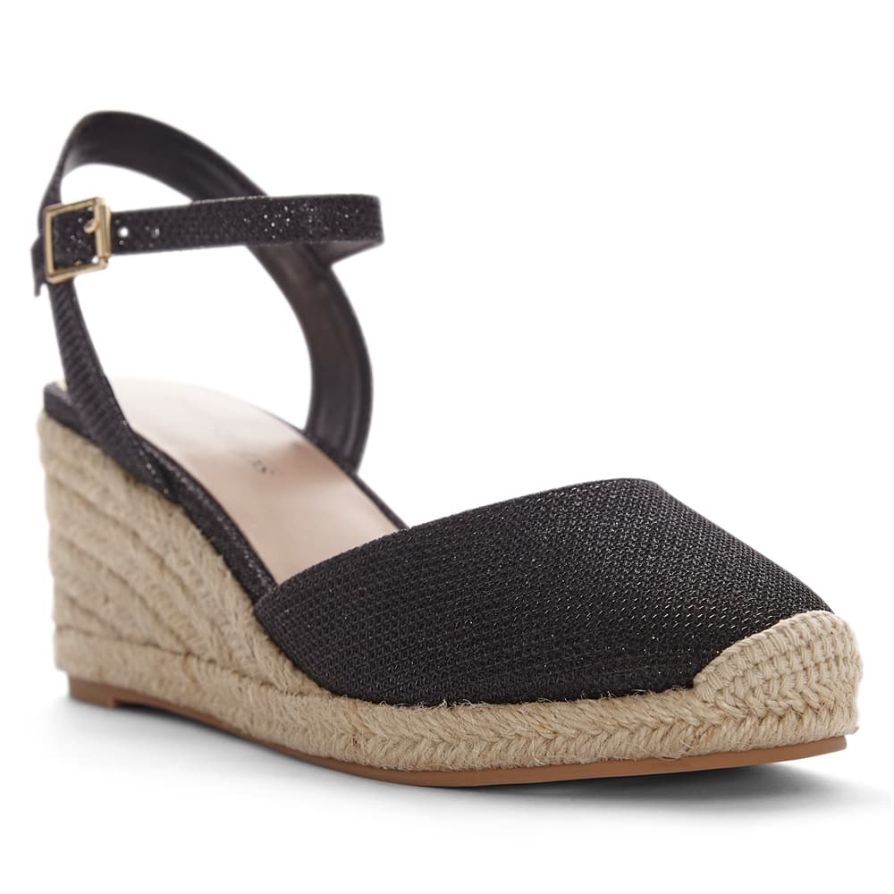 Santos Wedge in Black Glitter