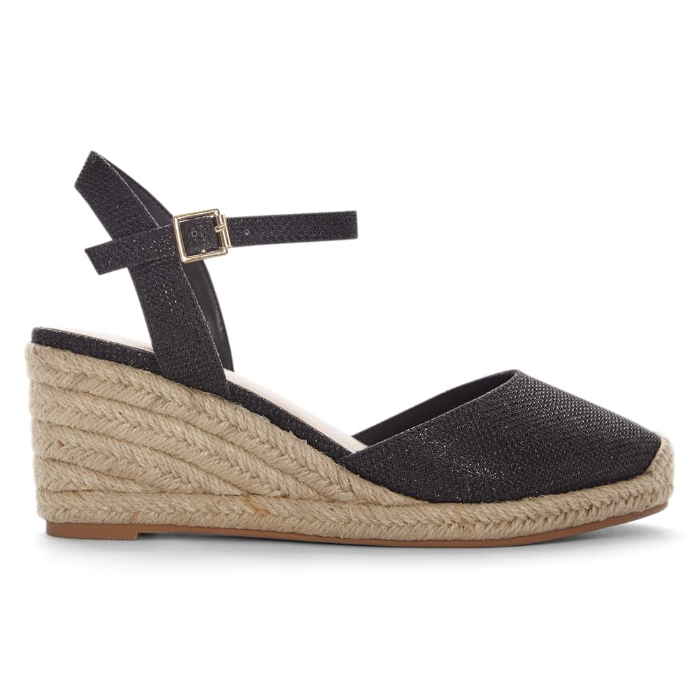 Santos Wedge in Black Glitter