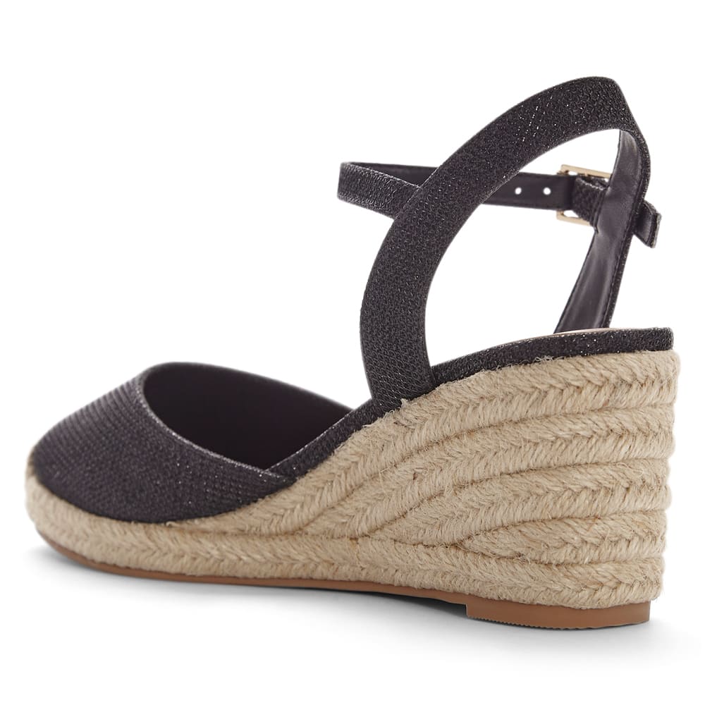Santos Wedge in Black Glitter