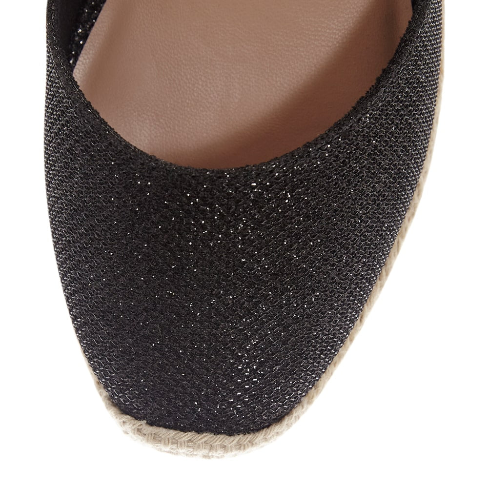 Santos Wedge in Black Glitter