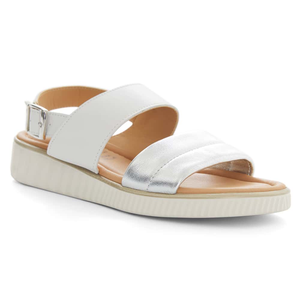 Shift Wedge in White Glove/silver Leather