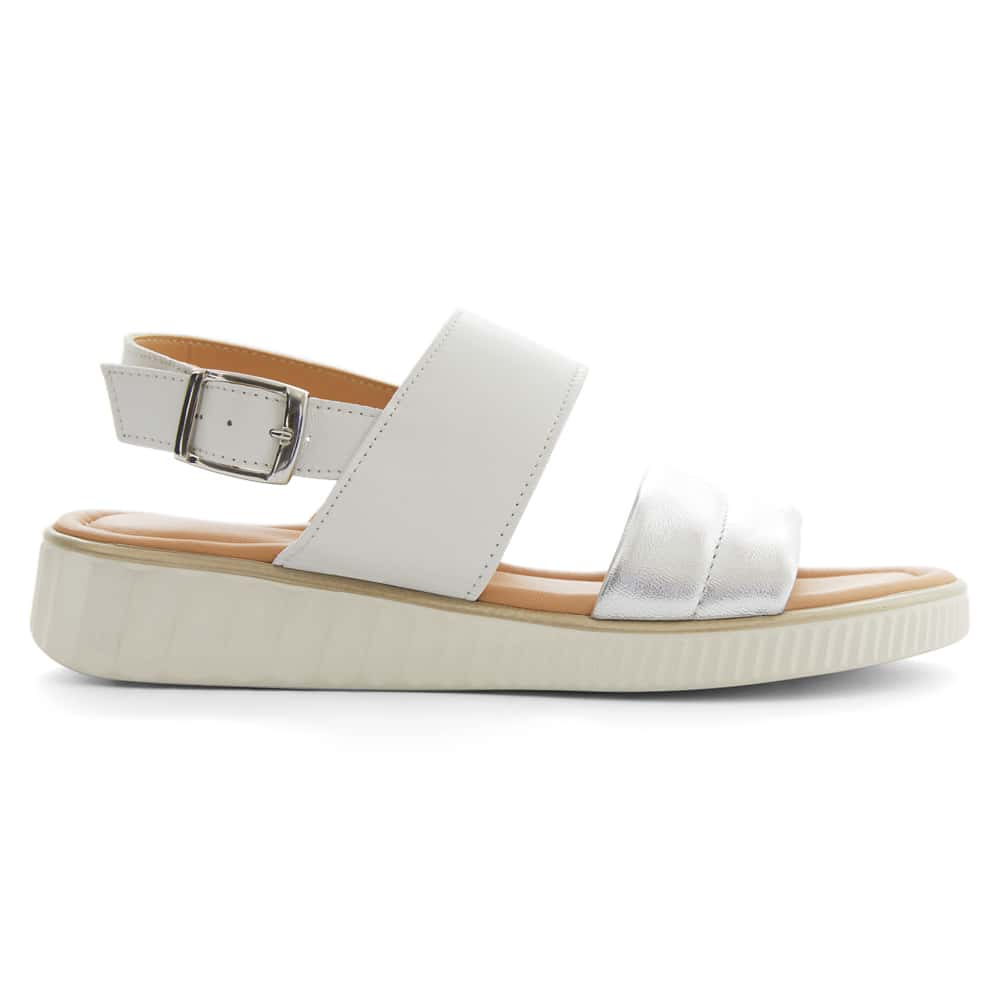 Shift Wedge in White Glove/silver Leather