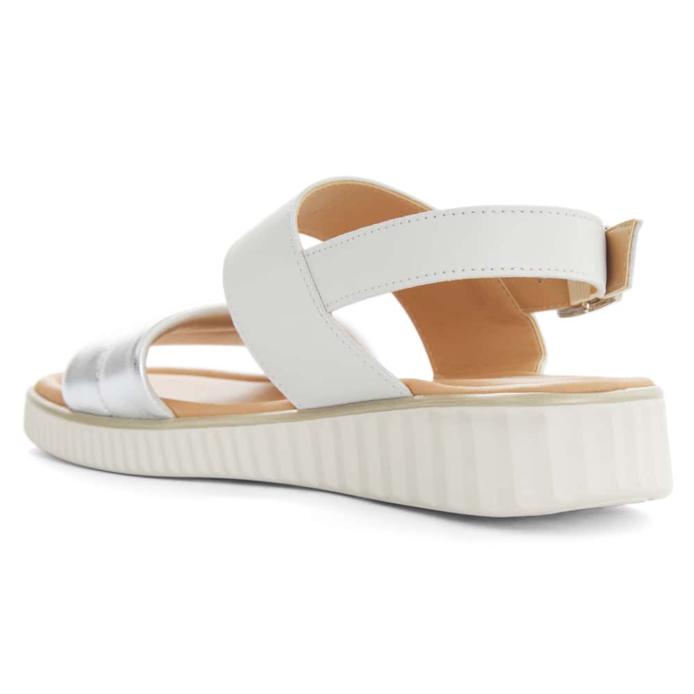 Shift Wedge in White Glove/silver Leather