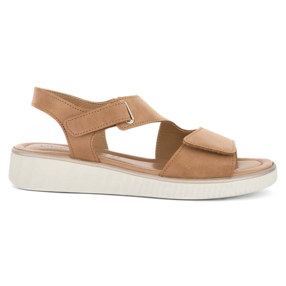 Soraya Wedge in Camel Leather