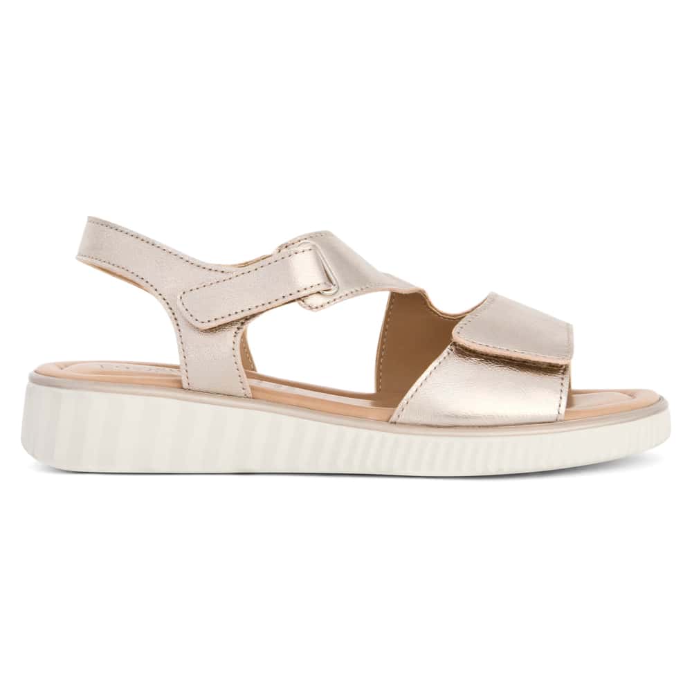 Soraya Wedge in Champagne Metallic Leather