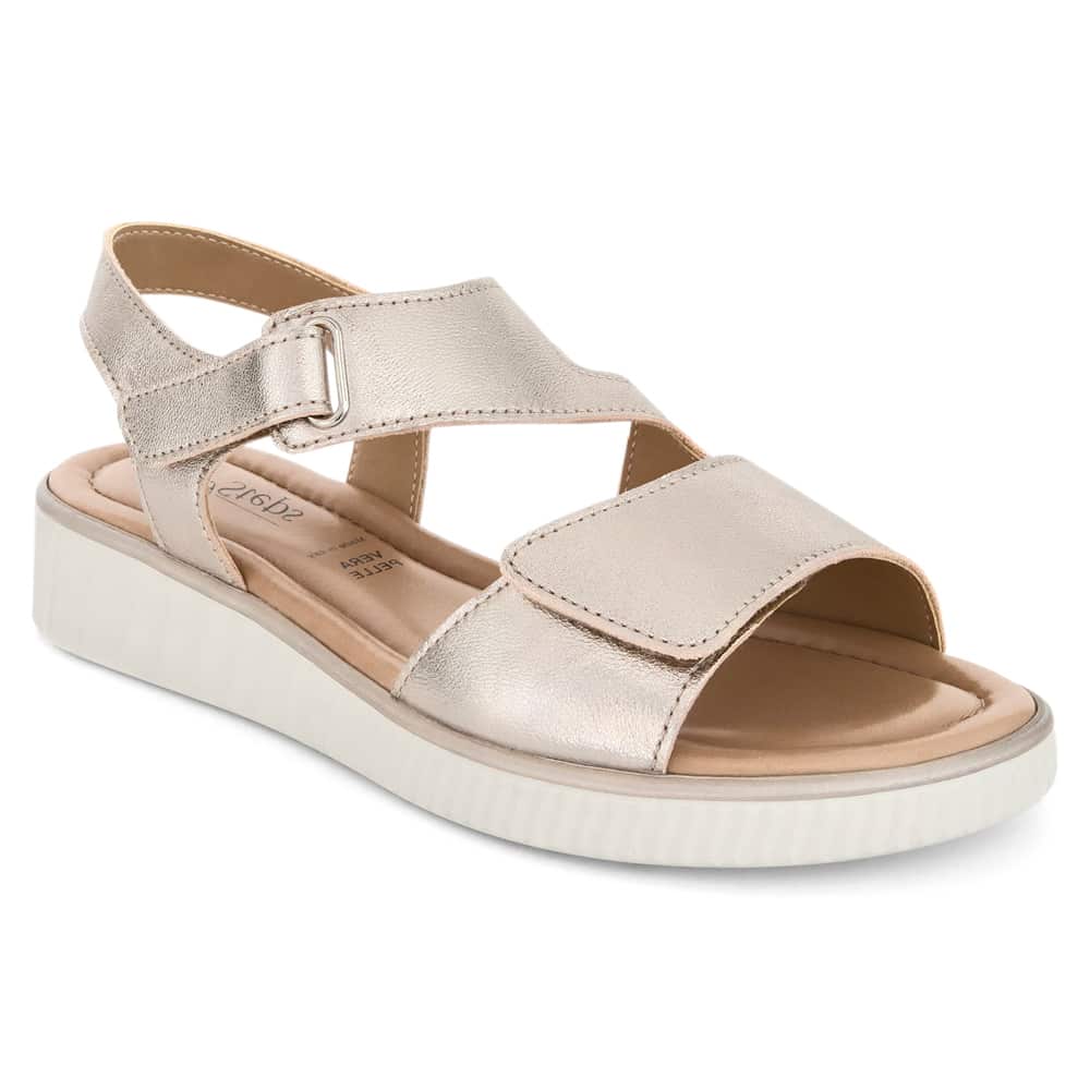 Soraya Wedge in Champagne Metallic Leather