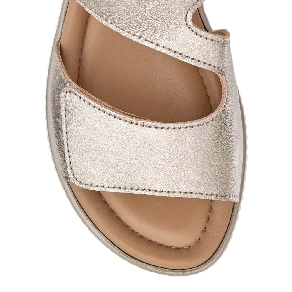 Soraya Wedge in Champagne Metallic Leather