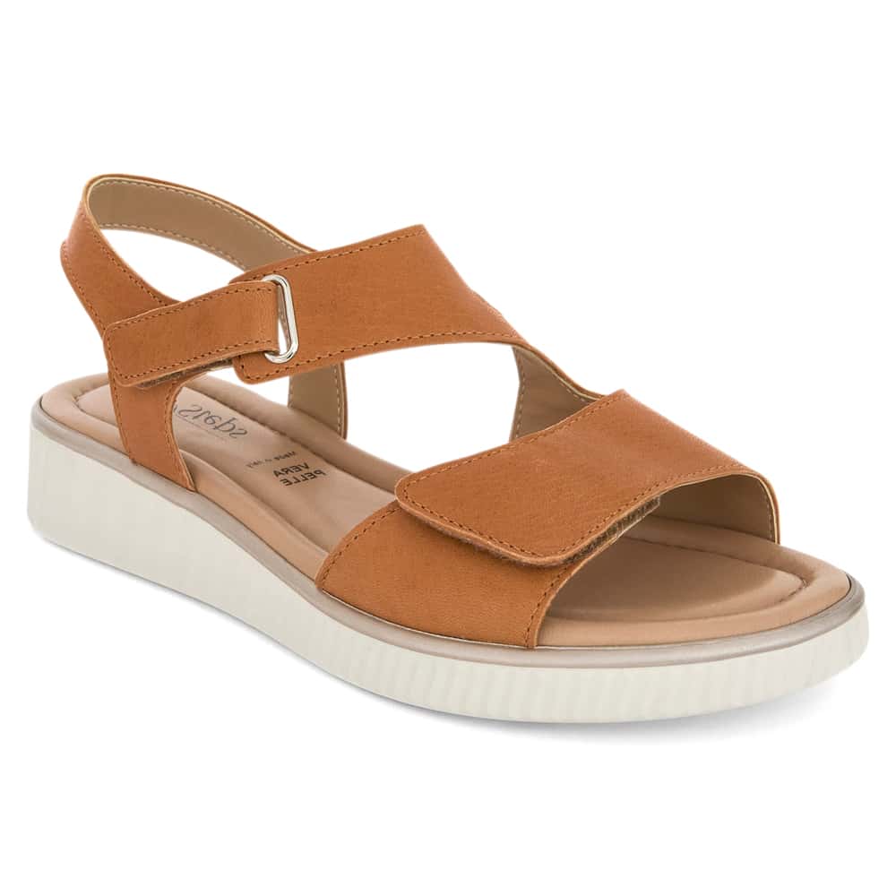 Soraya Wedge in Tan Leather