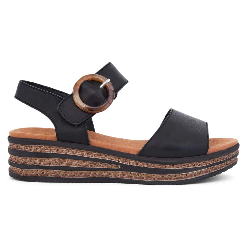 Sybil Wedge in Black Leather