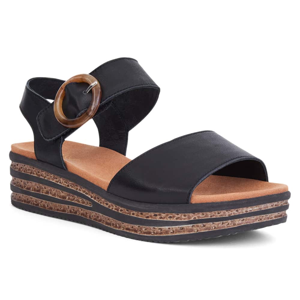 Sybil Wedge in Black Leather
