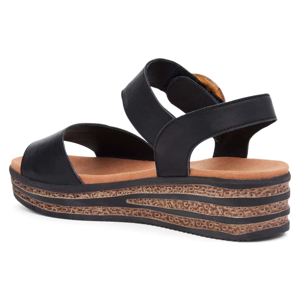 Sybil Wedge in Black Leather