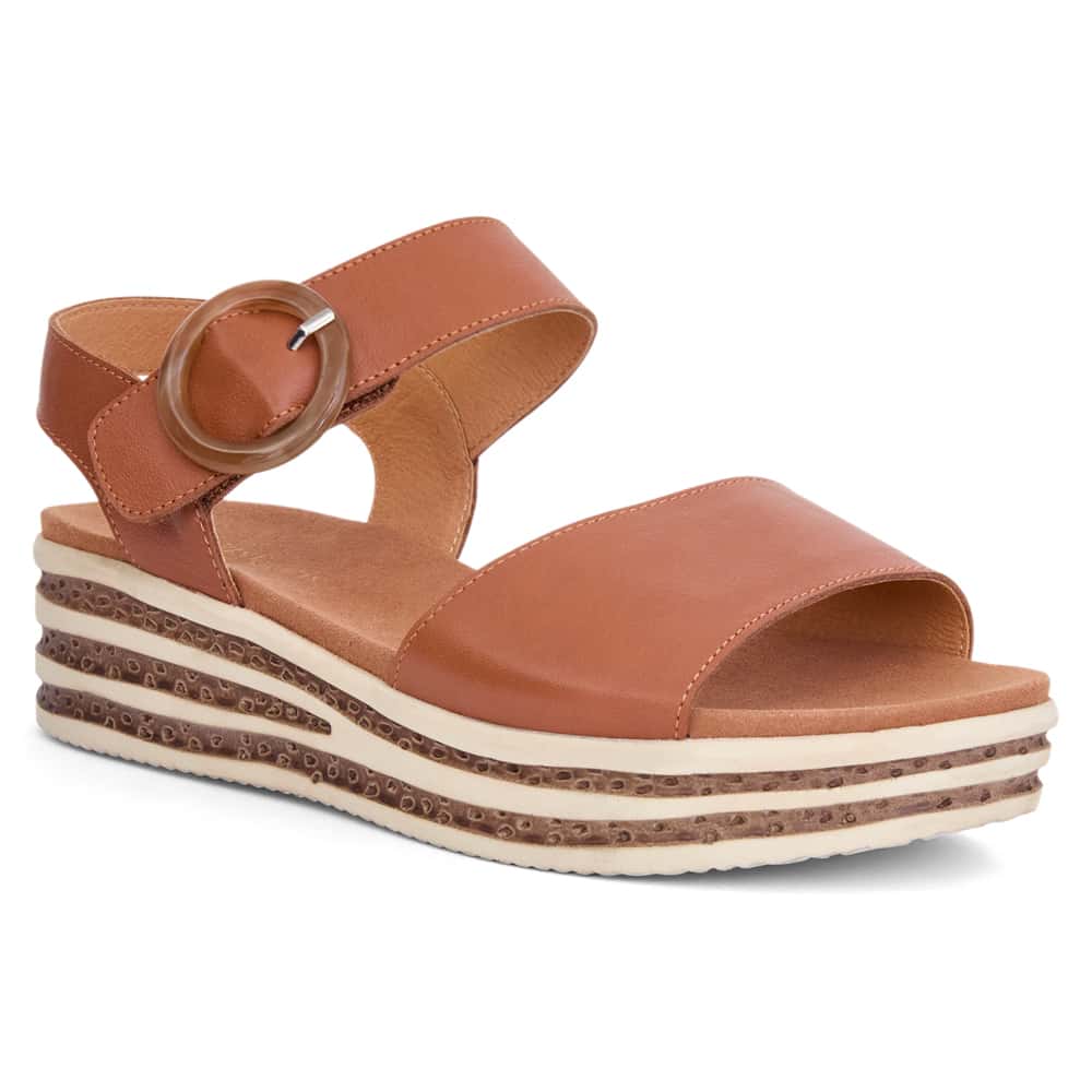 Sybil Wedge in Tan Leather