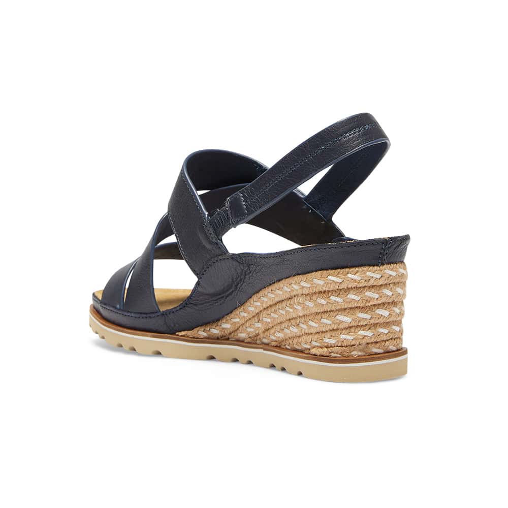 Tosca Wedge in Navy Leather