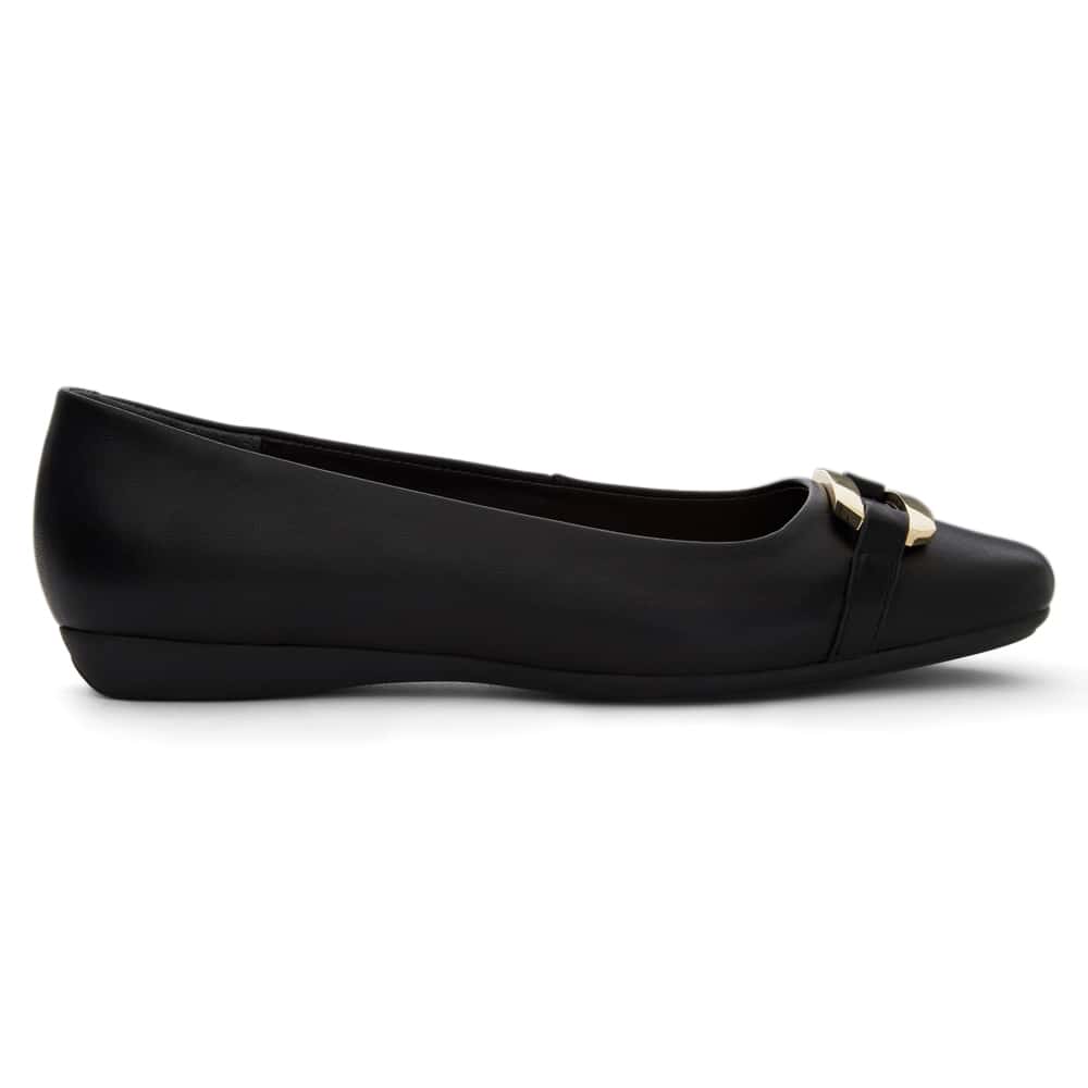 Twin Ballet Flat in Black Leather