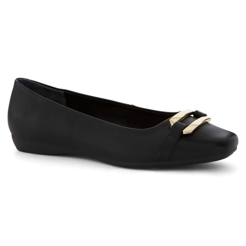 Twin Ballet Flat in Black Leather