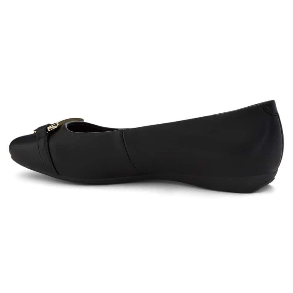 Twin Ballet Flat in Black Leather