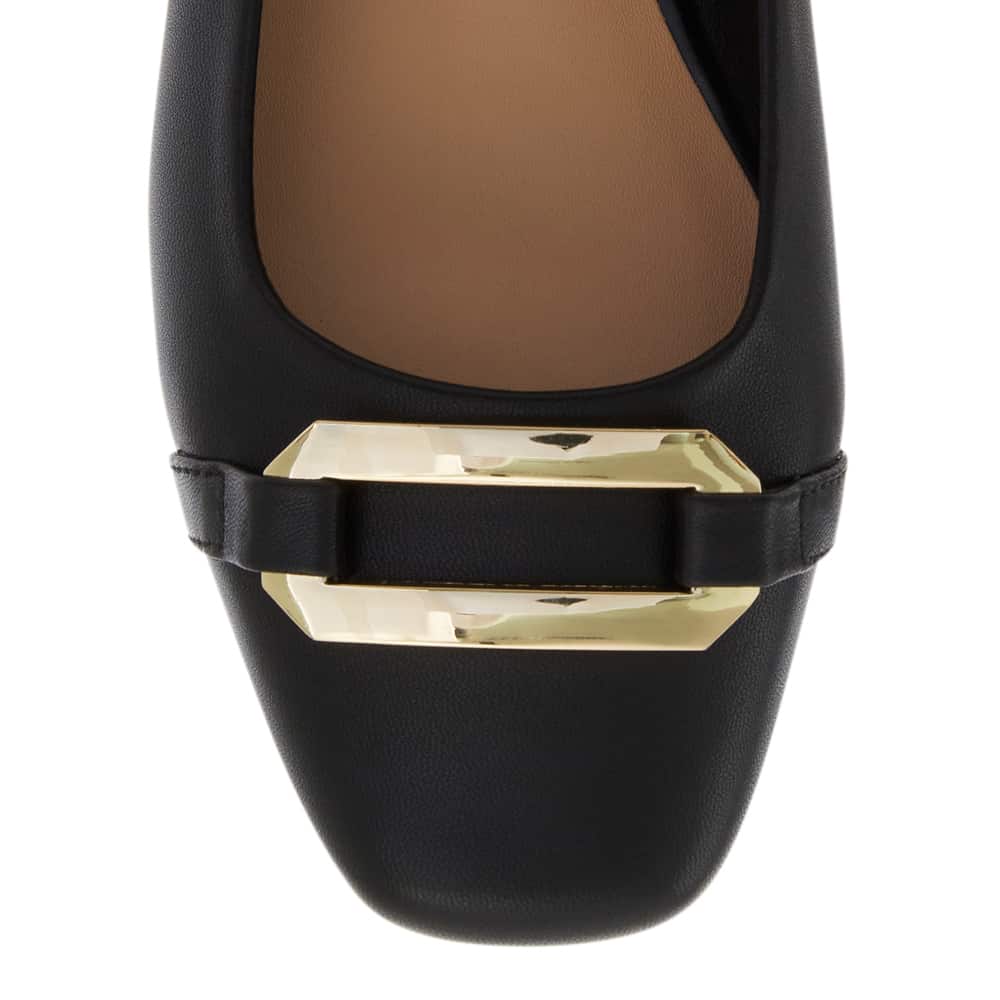 Twin Ballet Flat in Black Leather