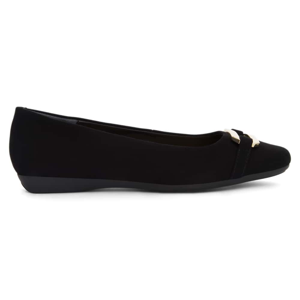 Twin Ballet Flat in Black Suede