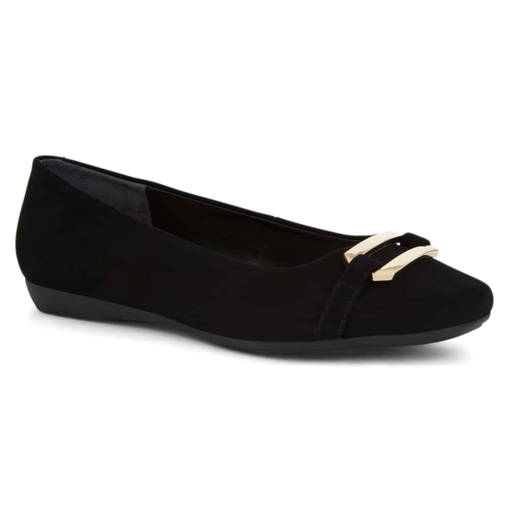 Twin Ballet Flat in Black Suede