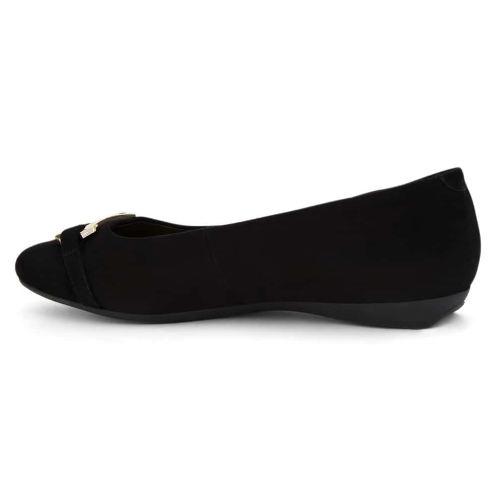 Twin Ballet Flat in Black Suede