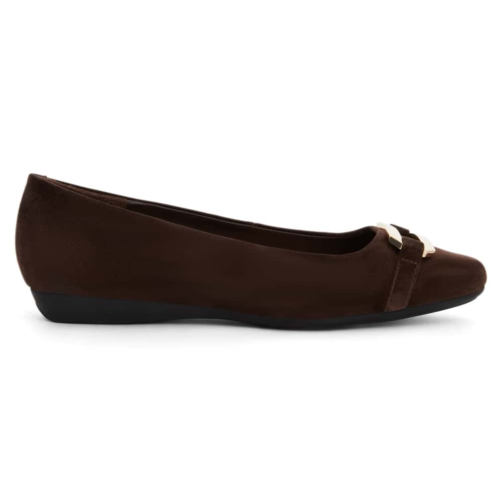 Twin Ballet Flat in Chocolate  Suede